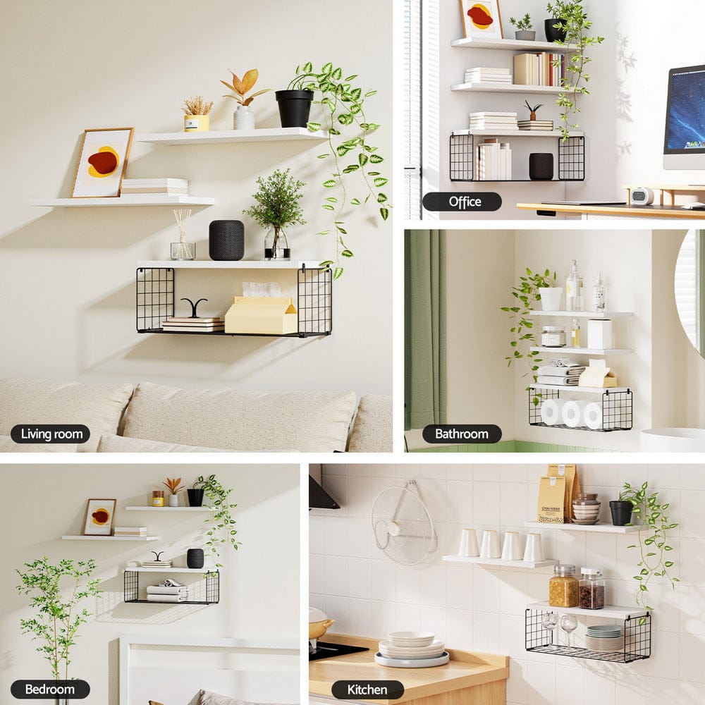 Artiss Home & Garden > DIY > Kitchen & Bathroom DIY Artiss Floating Wall Shelf Set of 3 White