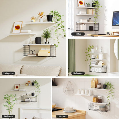 Artiss Home & Garden > DIY > Kitchen & Bathroom DIY Artiss Floating Wall Shelf Set of 3 White