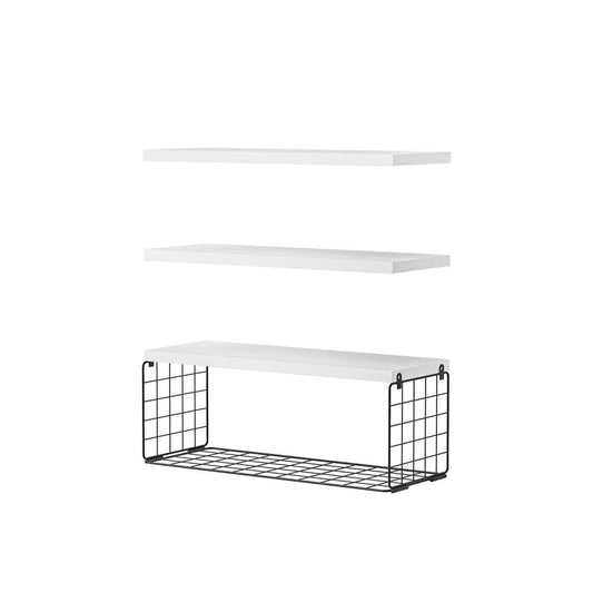 Artiss Home & Garden > DIY > Kitchen & Bathroom DIY Artiss Floating Wall Shelf Set of 3 White
