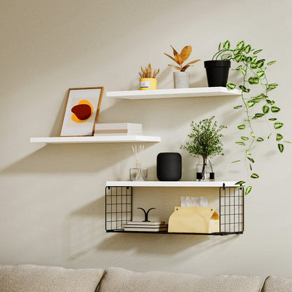 Artiss Home & Garden > DIY > Kitchen & Bathroom DIY Artiss Floating Wall Shelf Set of 3 White