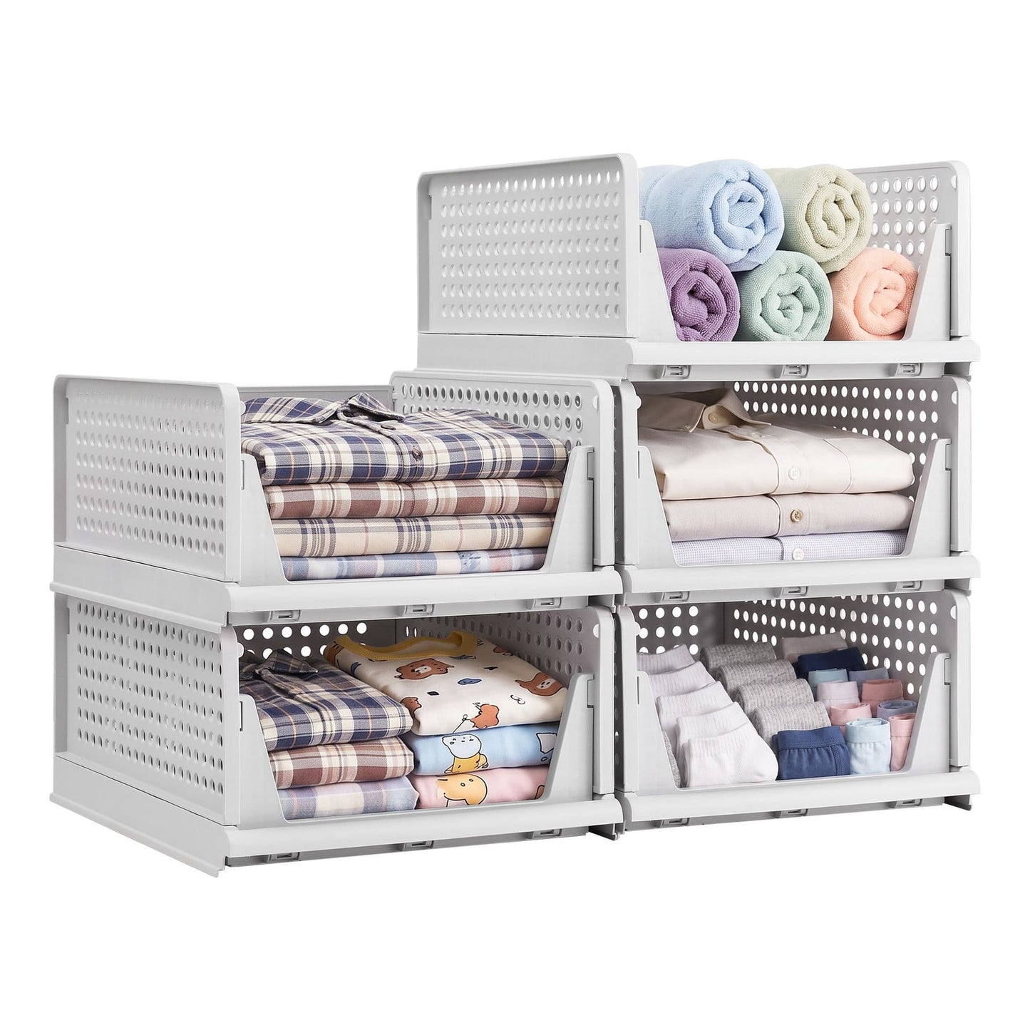Artiss Home & Garden > Home Office Accessories > Calendars, Organisers & Planners Artiss 5 Pack Stackable Plastic Storage Foldable Closet Organizers