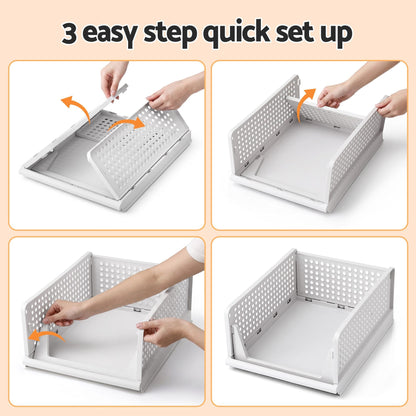 Artiss Home & Garden > Home Office Accessories > Calendars, Organisers & Planners Artiss 5 Pack Stackable Plastic Storage Foldable Closet Organizers