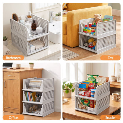 Artiss Home & Garden > Home Office Accessories > Calendars, Organisers & Planners Artiss 5 Pack Stackable Plastic Storage Foldable Closet Organizers