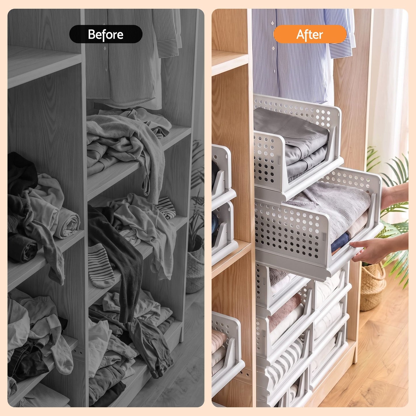 Artiss Home & Garden > Home Office Accessories > Calendars, Organisers & Planners Artiss 5 Pack Stackable Plastic Storage Foldable Closet Organizers