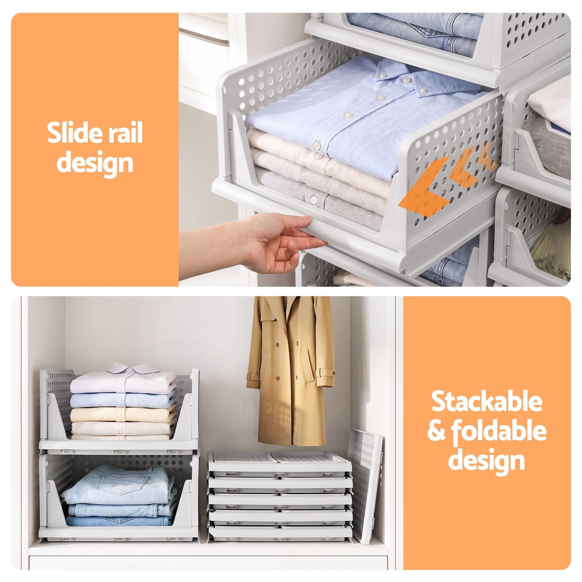 Artiss Home & Garden > Home Office Accessories > Calendars, Organisers & Planners Artiss 5 Pack Stackable Plastic Storage Foldable Closet Organizers