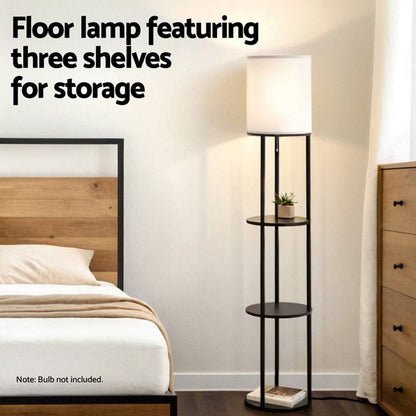 Artiss Home & Garden > Lighting > Floor Lamps Artiss Floor Lamp 3 Tier Shelf Storage LED Light Stand Home Room Vintage Round