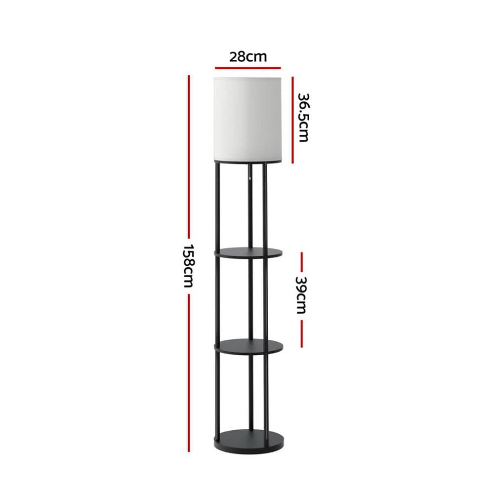 Artiss Home & Garden > Lighting > Floor Lamps Artiss Floor Lamp 3 Tier Shelf Storage LED Light Stand Home Room Vintage Round