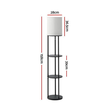 Artiss Home & Garden > Lighting > Floor Lamps Artiss Floor Lamp 3 Tier Shelf Storage LED Light Stand Home Room Vintage Round
