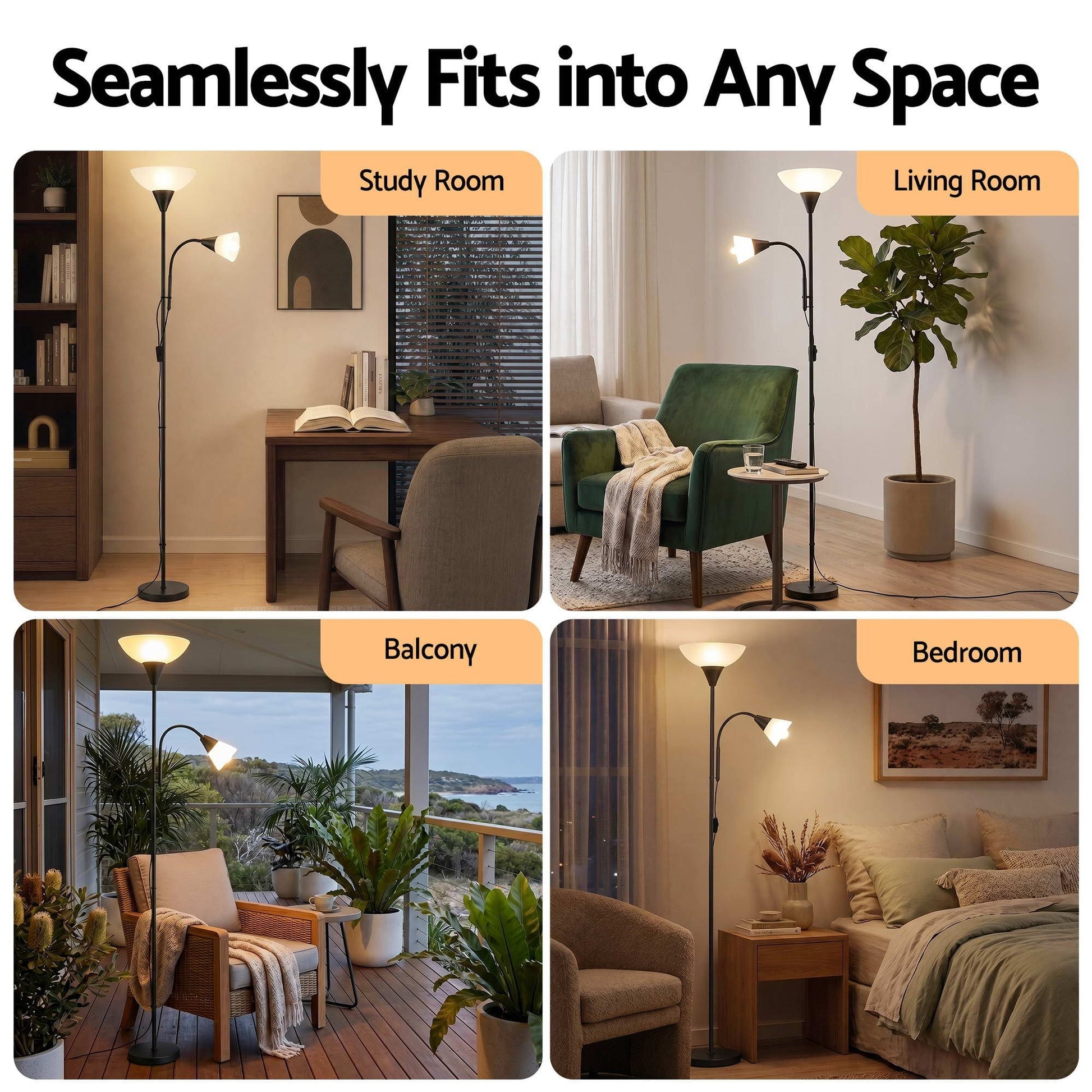 Artiss Home & Garden > Lighting > Floor Lamps Artiss Floor Lamp Mother and Child Modern Home Living Room Office Reading Black