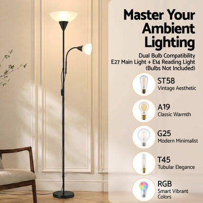 Artiss Home & Garden > Lighting > Floor Lamps Artiss Floor Lamp Mother and Child Modern Home Living Room Office Reading Black