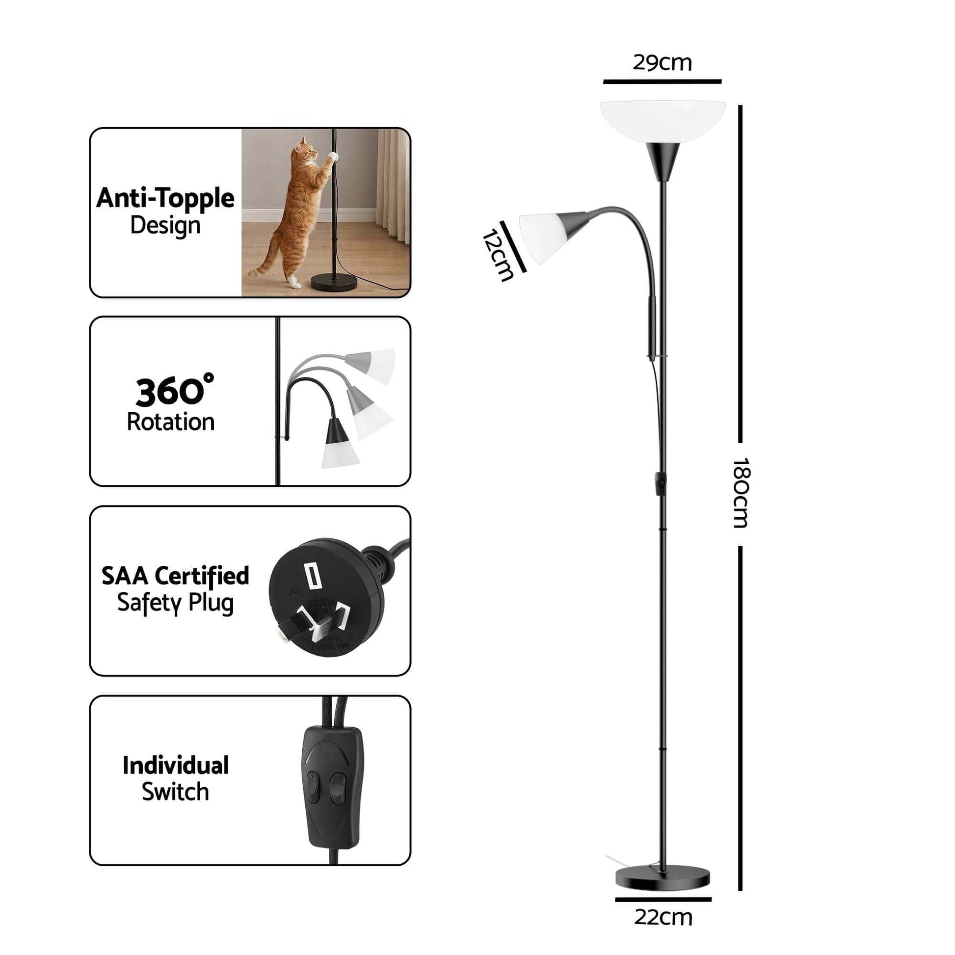 Artiss Home & Garden > Lighting > Floor Lamps Artiss Floor Lamp Mother and Child Modern Home Living Room Office Reading Black