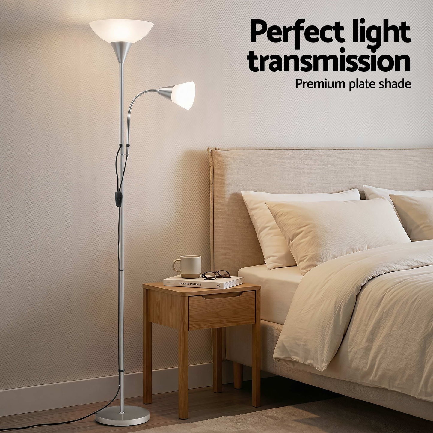 Artiss Home & Garden > Lighting > Floor Lamps Artiss Floor Lamp Mother and Child Modern Home Living Room Office Reading Silver
