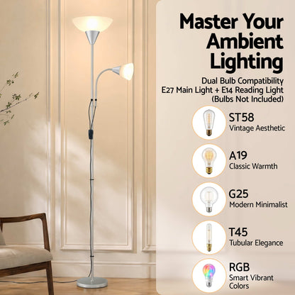 Artiss Home & Garden > Lighting > Floor Lamps Artiss Floor Lamp Mother and Child Modern Home Living Room Office Reading Silver