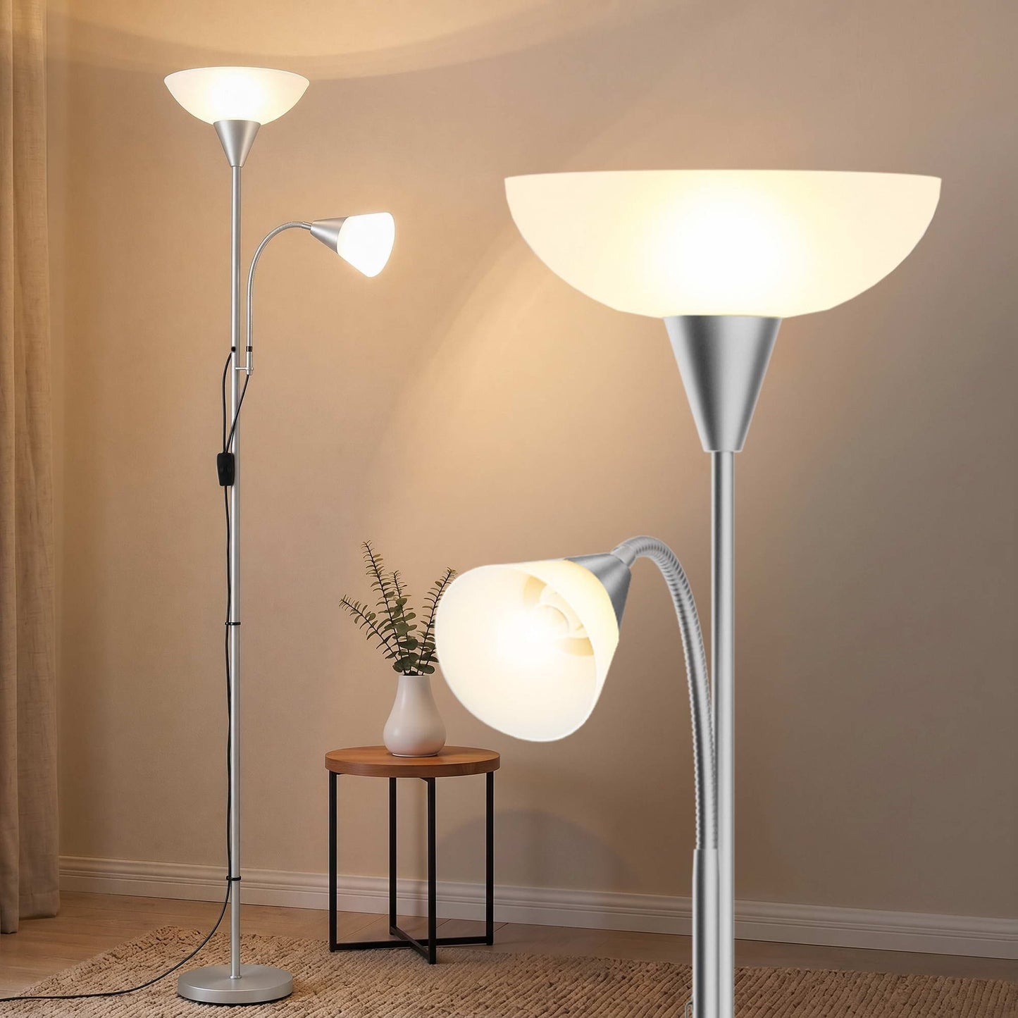 Artiss Home & Garden > Lighting > Floor Lamps Artiss Floor Lamp Mother and Child Modern Home Living Room Office Reading Silver