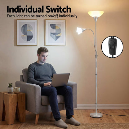 Artiss Home & Garden > Lighting > Floor Lamps Artiss Floor Lamp Mother and Child Modern Home Living Room Office Reading Silver
