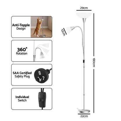 Artiss Home & Garden > Lighting > Floor Lamps Artiss Floor Lamp Mother and Child Modern Home Living Room Office Reading Silver