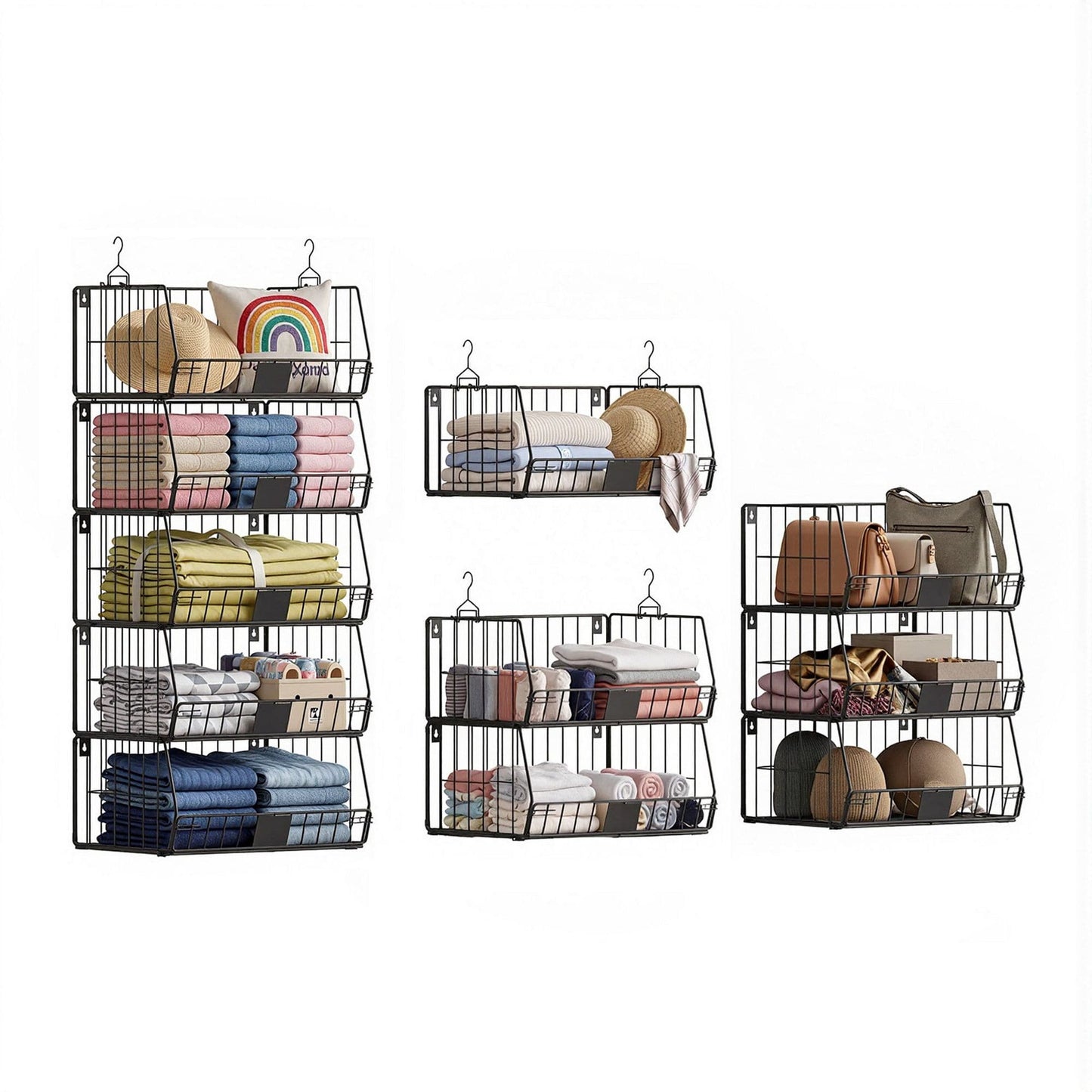 Artiss Home & Garden > Storage > Clothing & Wardrobe Storage Artiss 5 Tier Stackable Closet Organizers and Storage Closet Hanging Storage Organizer Shelves