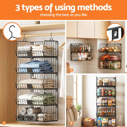 Artiss Home & Garden > Storage > Clothing & Wardrobe Storage Artiss 5 Tier Stackable Closet Organizers and Storage Closet Hanging Storage Organizer Shelves