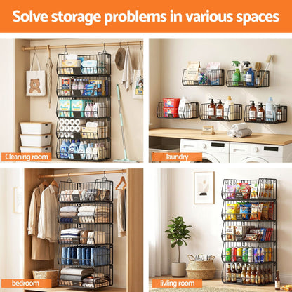 Artiss Home & Garden > Storage > Clothing & Wardrobe Storage Artiss 5 Tier Stackable Closet Organizers and Storage Closet Hanging Storage Organizer Shelves
