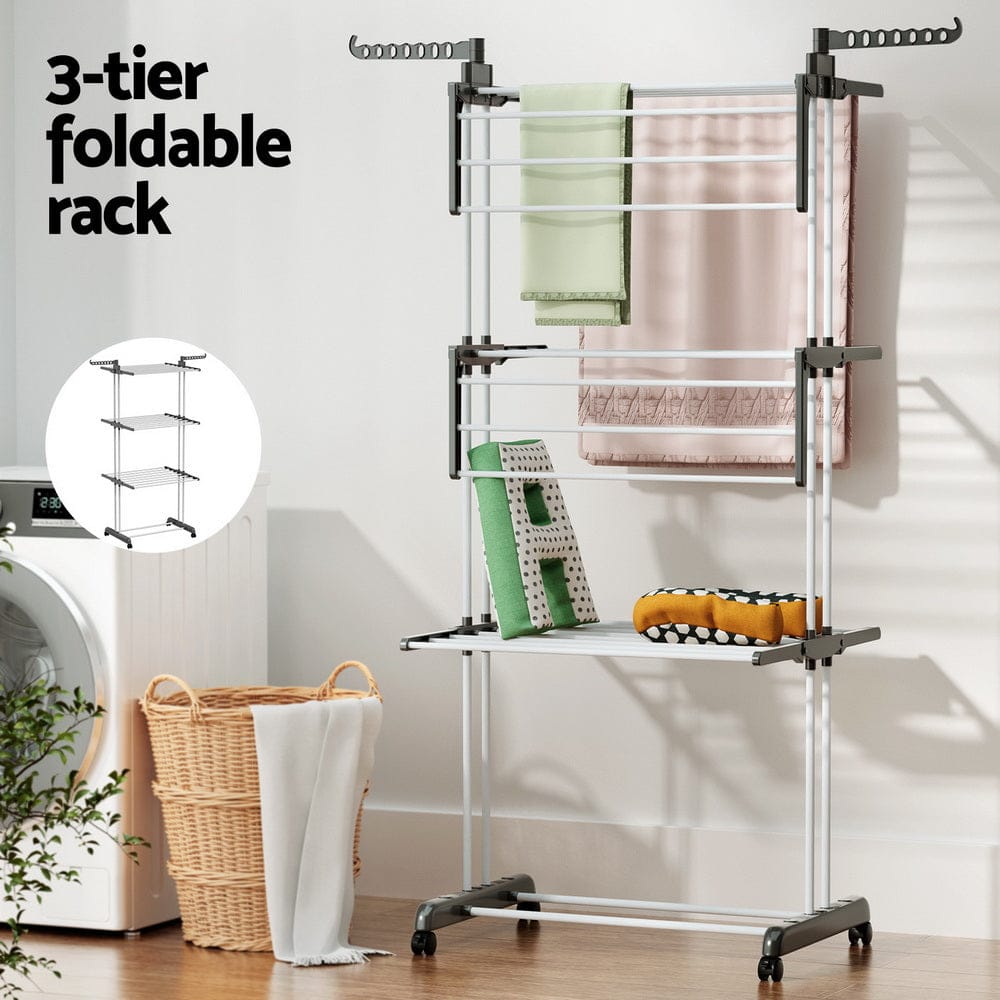 Artiss Home & Garden > Storage > Clothing & Wardrobe Storage Artiss Clothes Airer Drying Rack 173cm Coat Hanger Foldable