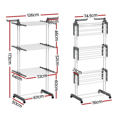 Artiss Home & Garden > Storage > Clothing & Wardrobe Storage Artiss Clothes Airer Drying Rack 173cm Coat Hanger Foldable