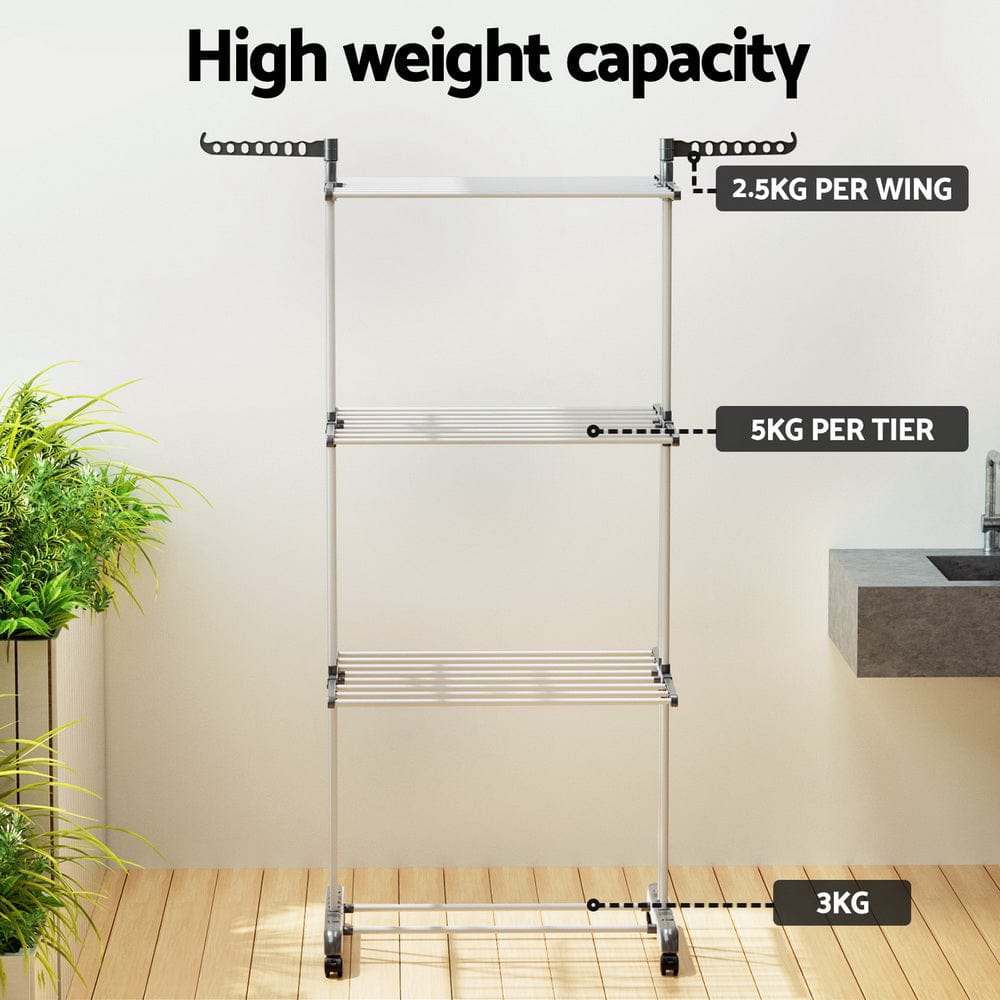 Artiss Home & Garden > Storage > Clothing & Wardrobe Storage Artiss Clothes Airer Drying Rack 173cm Coat Hanger Foldable