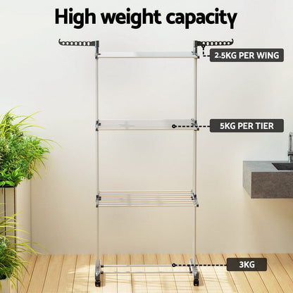 Artiss Home & Garden > Storage > Clothing & Wardrobe Storage Artiss Clothes Airer Drying Rack 173cm Coat Hanger Foldable