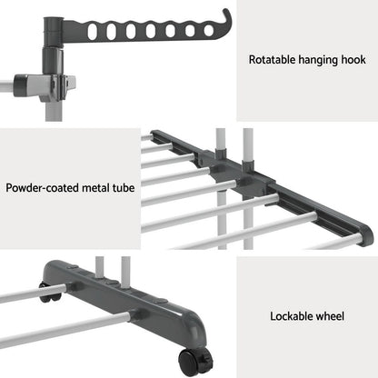 Artiss Home & Garden > Storage > Clothing & Wardrobe Storage Artiss Clothes Airer Drying Rack 173cm Coat Hanger Foldable