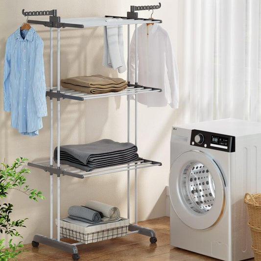 Artiss Home & Garden > Storage > Clothing & Wardrobe Storage Artiss Clothes Airer Drying Rack 173cm Coat Hanger Foldable