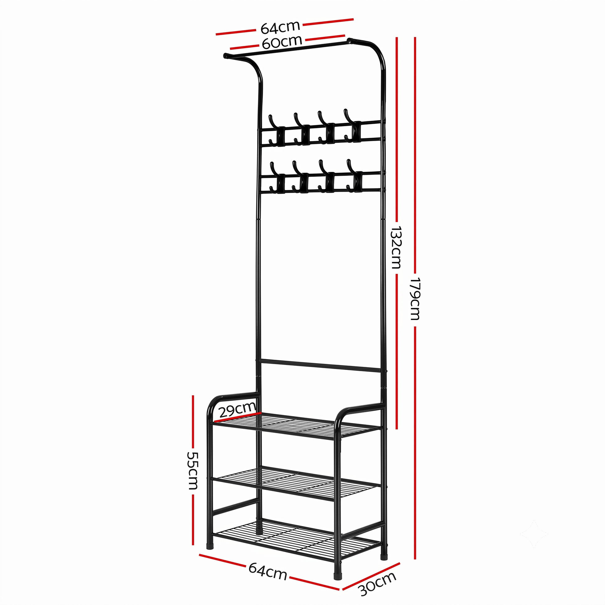 Artiss Home & Garden > Storage > Clothing & Wardrobe Storage Artiss Clothes Rack Airer Coat Stand 179cm Hanger Rail Closet