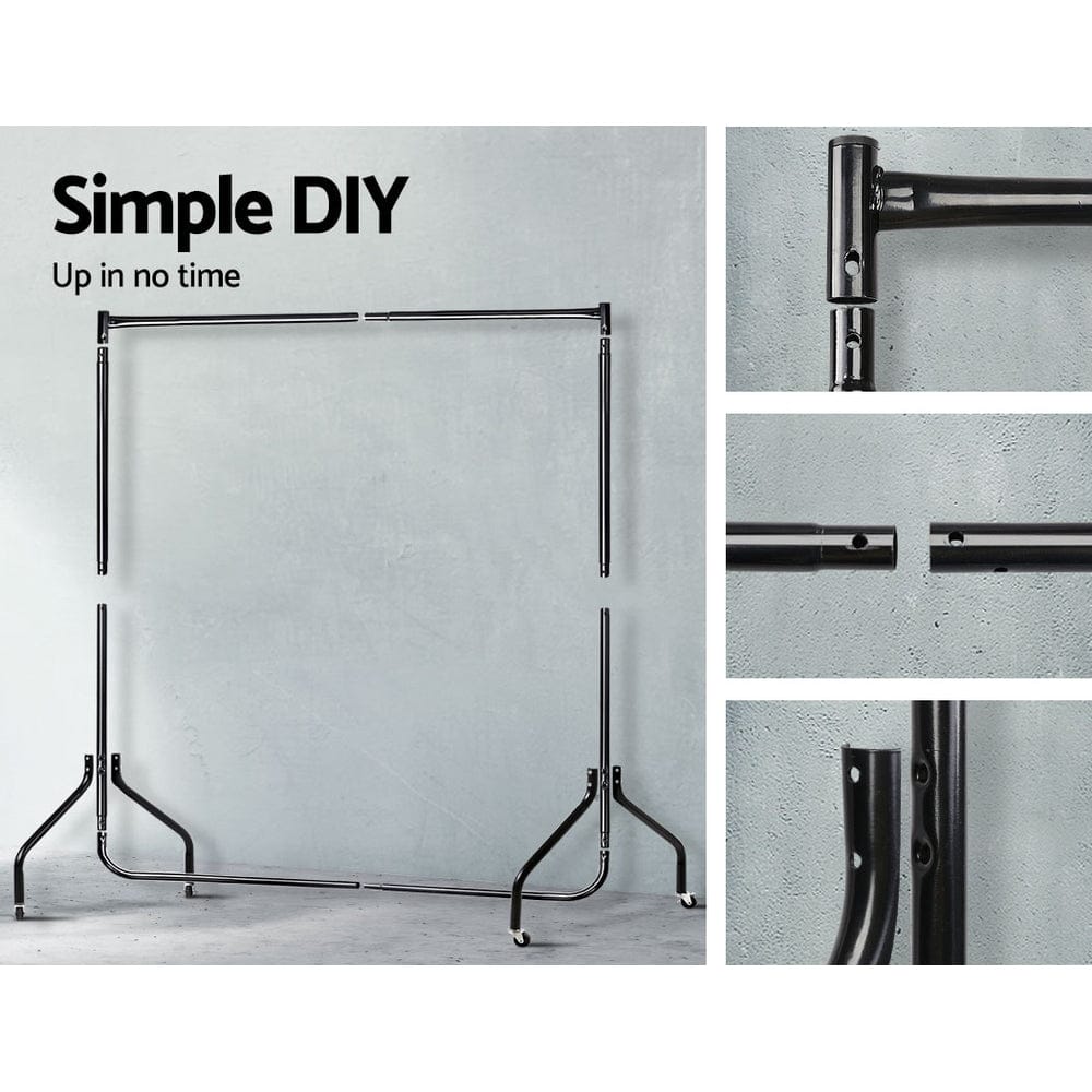 Artiss Home & Garden > Storage > Clothing & Wardrobe Storage Artiss Clothes Rack Airer Coat Stand 6FT Rail Wheels