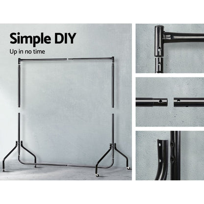 Artiss Home & Garden > Storage > Clothing & Wardrobe Storage Artiss Clothes Rack Airer Coat Stand 6FT Rail Wheels