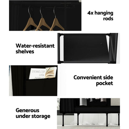 Artiss Home & Garden > Storage > Clothing & Wardrobe Storage Artiss Large Portable Clothes Closet Wardrobe with Shelf Black