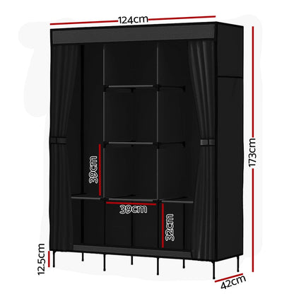Artiss Home & Garden > Storage > Clothing & Wardrobe Storage Artiss Large Portable Clothes Closet Wardrobe with Shelf Black