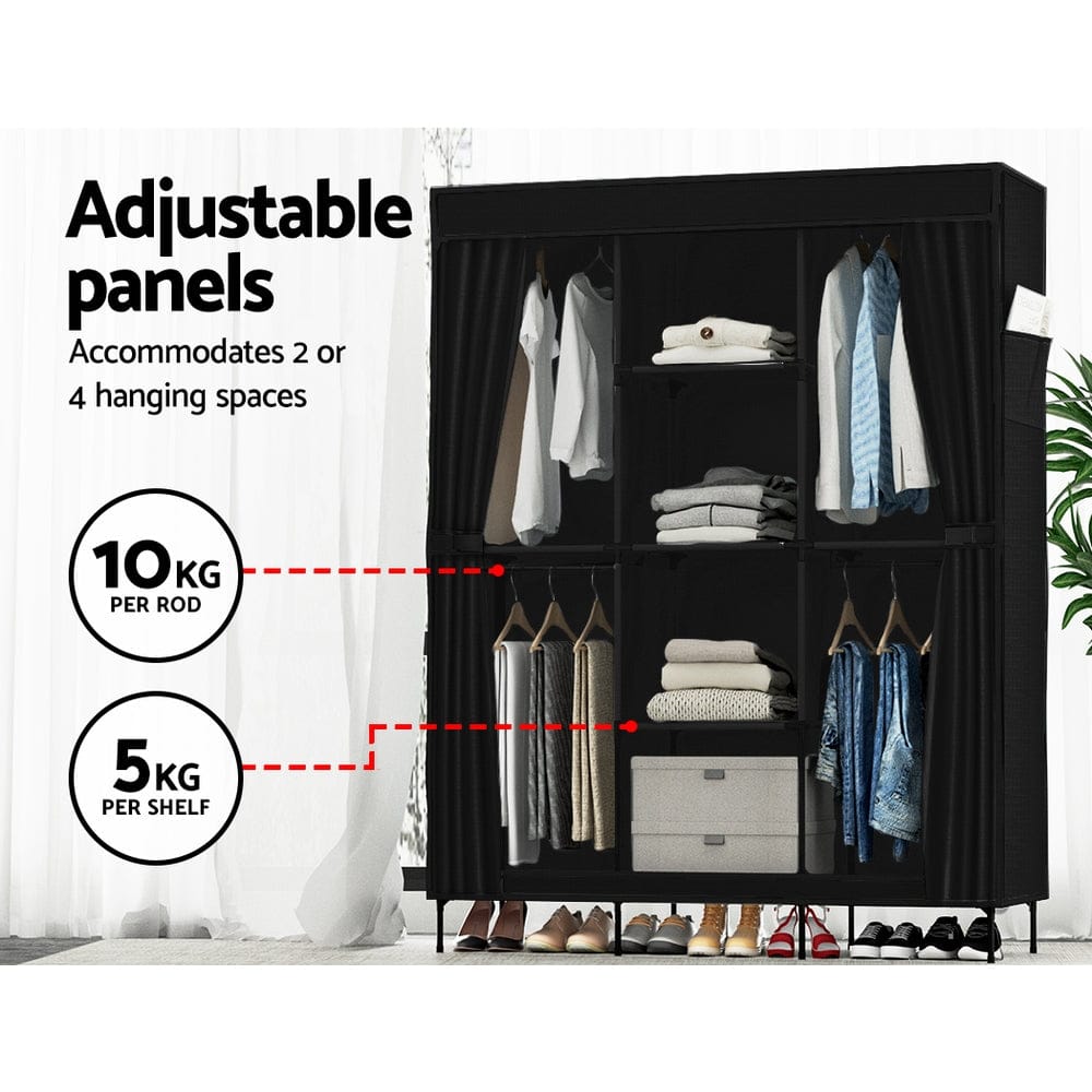 Artiss Home & Garden > Storage > Clothing & Wardrobe Storage Artiss Large Portable Clothes Closet Wardrobe with Shelf Black