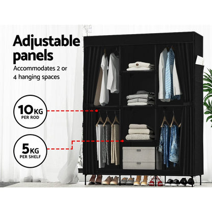Artiss Home & Garden > Storage > Clothing & Wardrobe Storage Artiss Large Portable Clothes Closet Wardrobe with Shelf Black