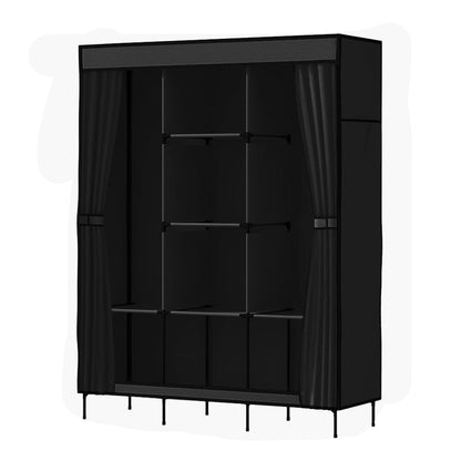 Artiss Home & Garden > Storage > Clothing & Wardrobe Storage Artiss Large Portable Clothes Closet Wardrobe with Shelf Black