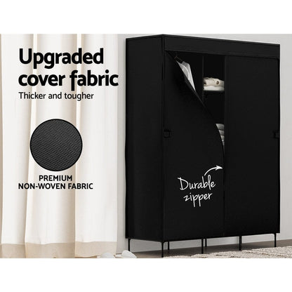 Artiss Home & Garden > Storage > Clothing & Wardrobe Storage Artiss Large Portable Clothes Closet Wardrobe with Shelf Black