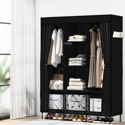 Artiss Home & Garden > Storage > Clothing & Wardrobe Storage Artiss Large Portable Clothes Closet Wardrobe with Shelf Black