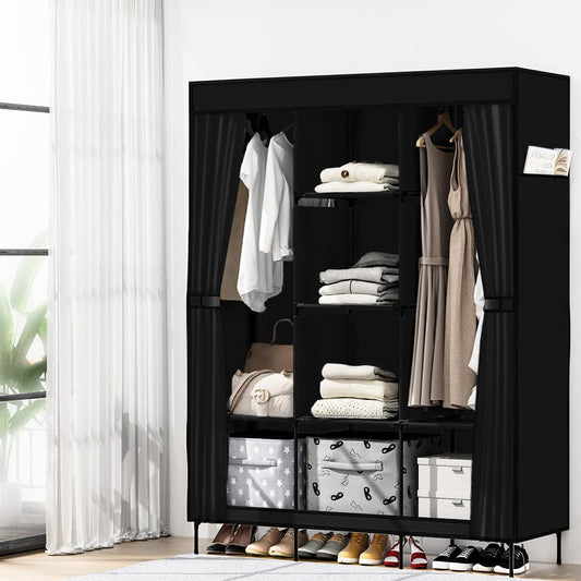 Artiss Home & Garden > Storage > Clothing & Wardrobe Storage Artiss Large Portable Clothes Closet Wardrobe with Shelf Black