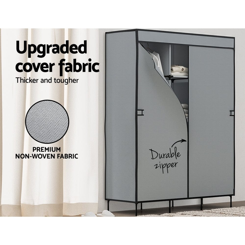 Artiss Home & Garden > Storage > Clothing & Wardrobe Storage Artiss Large Portable Clothes Closet Wardrobe with Shelf Grey
