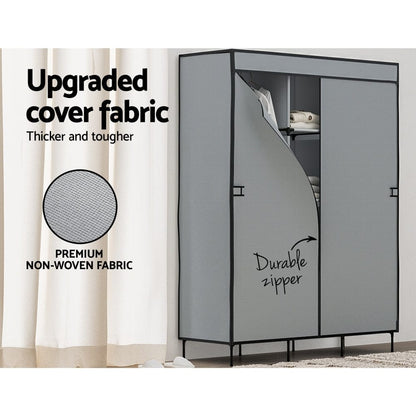 Artiss Home & Garden > Storage > Clothing & Wardrobe Storage Artiss Large Portable Clothes Closet Wardrobe with Shelf Grey