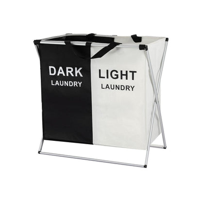 Artiss Home & Garden > Storage > Clothing & Wardrobe Storage Artiss Laundry Basket Hamper Large Foldable Washing Clothes Storage 2 Sections