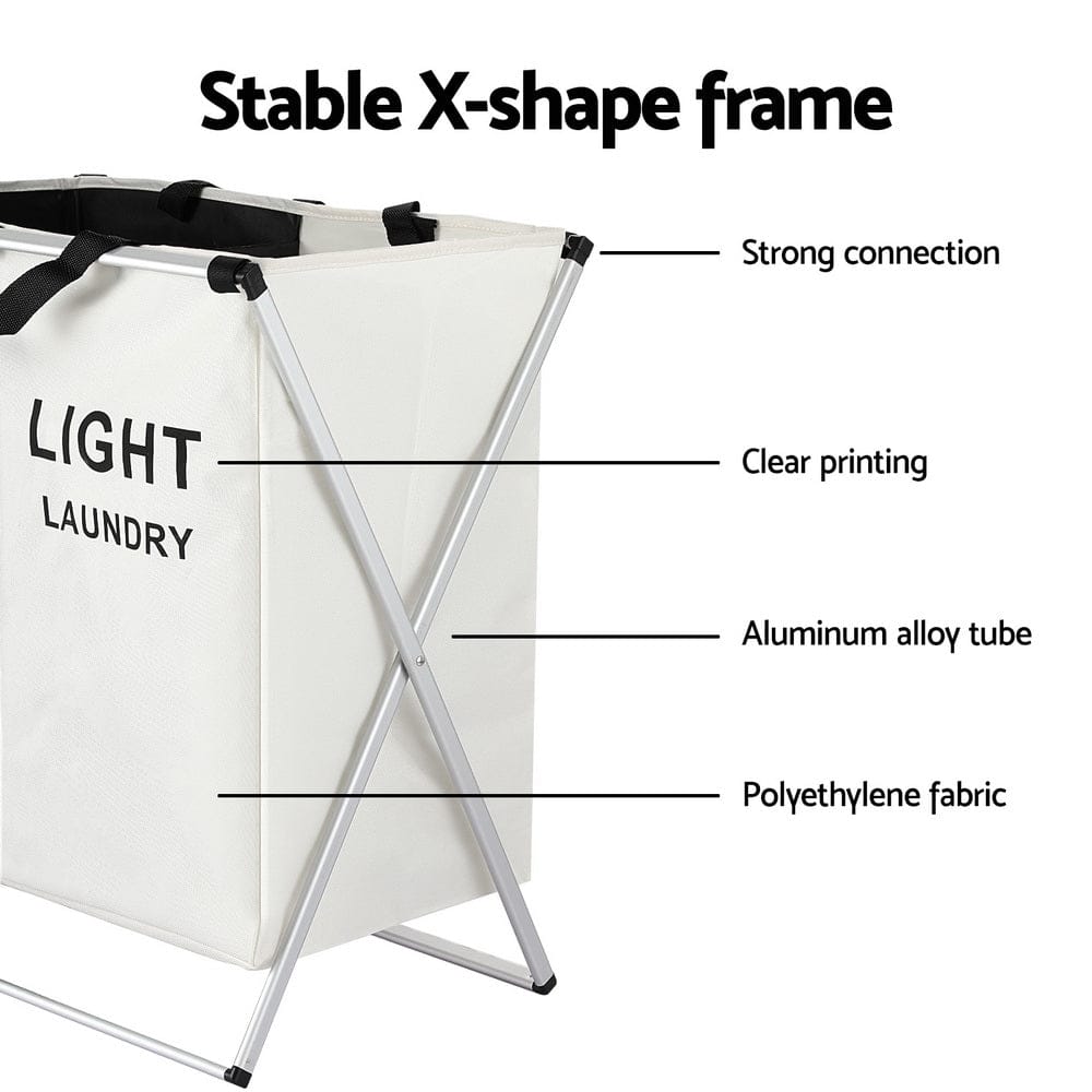 Artiss Home & Garden > Storage > Clothing & Wardrobe Storage Artiss Laundry Basket Hamper Large Foldable Washing Clothes Storage 2 Sections