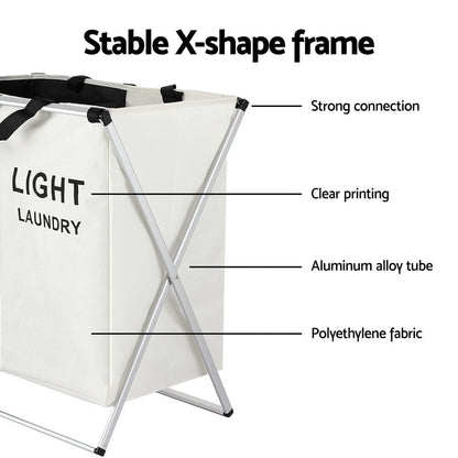 Artiss Home & Garden > Storage > Clothing & Wardrobe Storage Artiss Laundry Basket Hamper Large Foldable Washing Clothes Storage 2 Sections