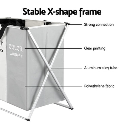 Artiss Home & Garden > Storage > Clothing & Wardrobe Storage Artiss Laundry Basket Hamper Large Foldable Washing Clothes Storage 3 Sections