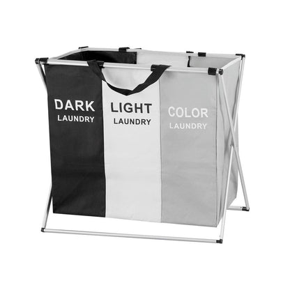 Artiss Home & Garden > Storage > Clothing & Wardrobe Storage Artiss Laundry Basket Hamper Large Foldable Washing Clothes Storage 3 Sections