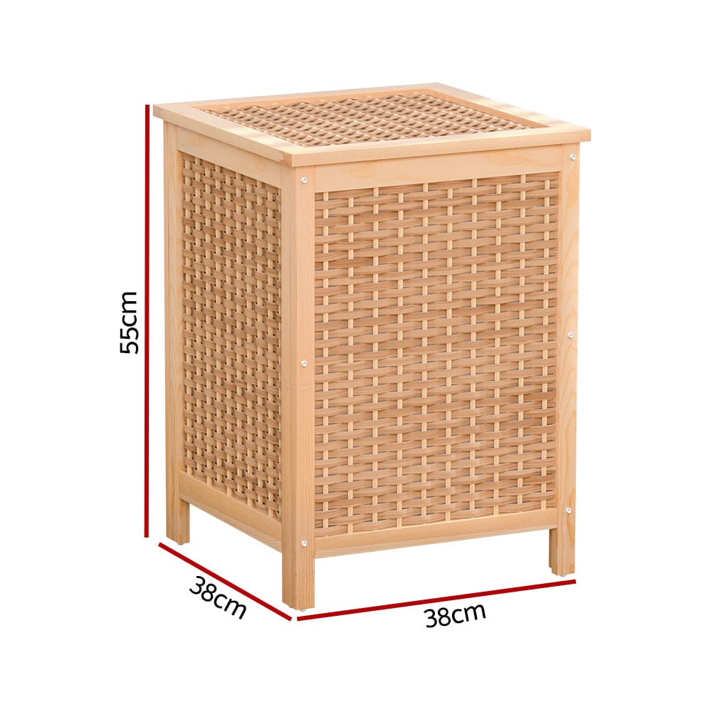 Artiss Home & Garden > Storage > Clothing & Wardrobe Storage Artiss Laundry Hamper Bathroom Storage Cabinet Wooden Organiser Bag Clothes