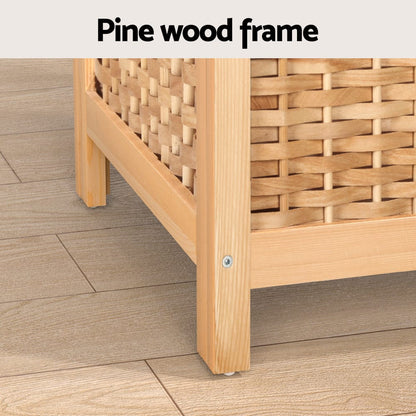 Artiss Home & Garden > Storage > Clothing & Wardrobe Storage Artiss Laundry Hamper Bathroom Storage Cabinet Wooden Organiser Bag Clothes