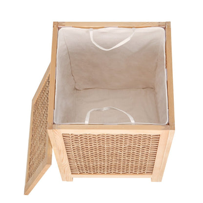 Artiss Home & Garden > Storage > Clothing & Wardrobe Storage Artiss Laundry Hamper Bathroom Storage Cabinet Wooden Organiser Bag Clothes